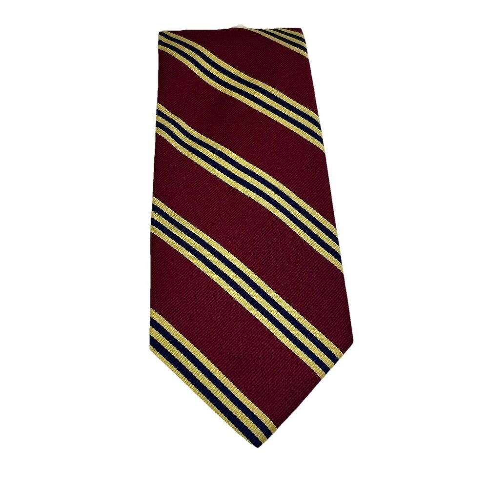 Brooks Brothers‎ Hand Made Makers & Merchants 100% Silk Mens Red Navy Yellow Tie
